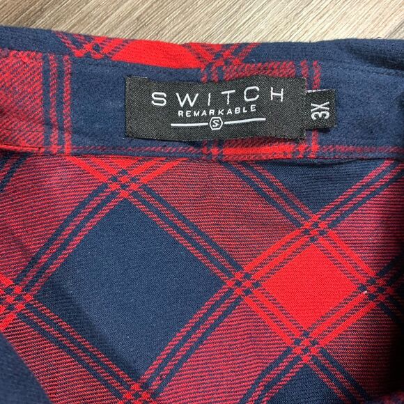 Switch Remarkable Size Mens 3XL Collar Button Up Shirt Red - Picture 2 of 9